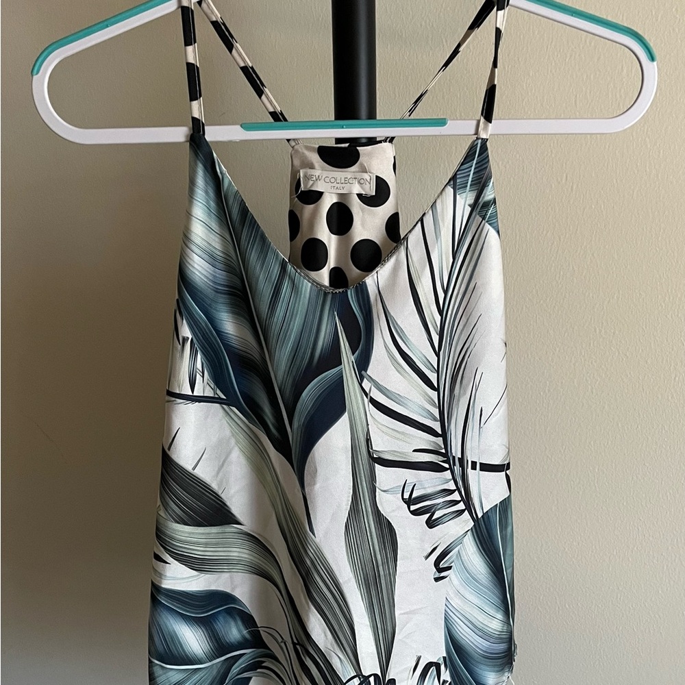 New Collection Italy. Reversible Leaf/Polka Dot Strappy Top
